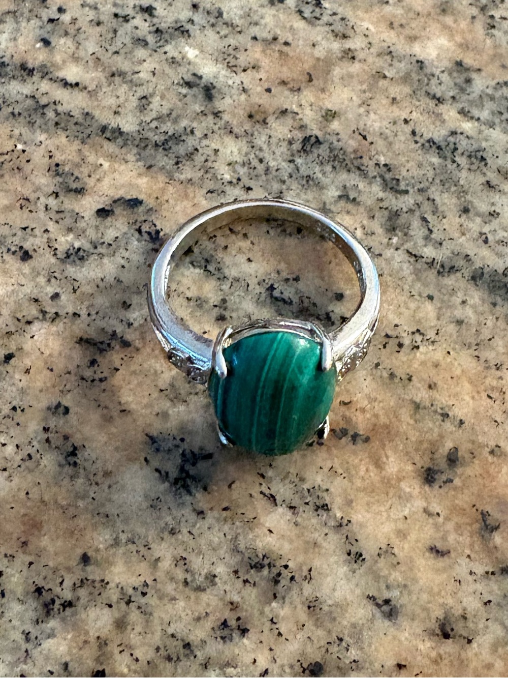 Green Malachite 925 silver ring size 7